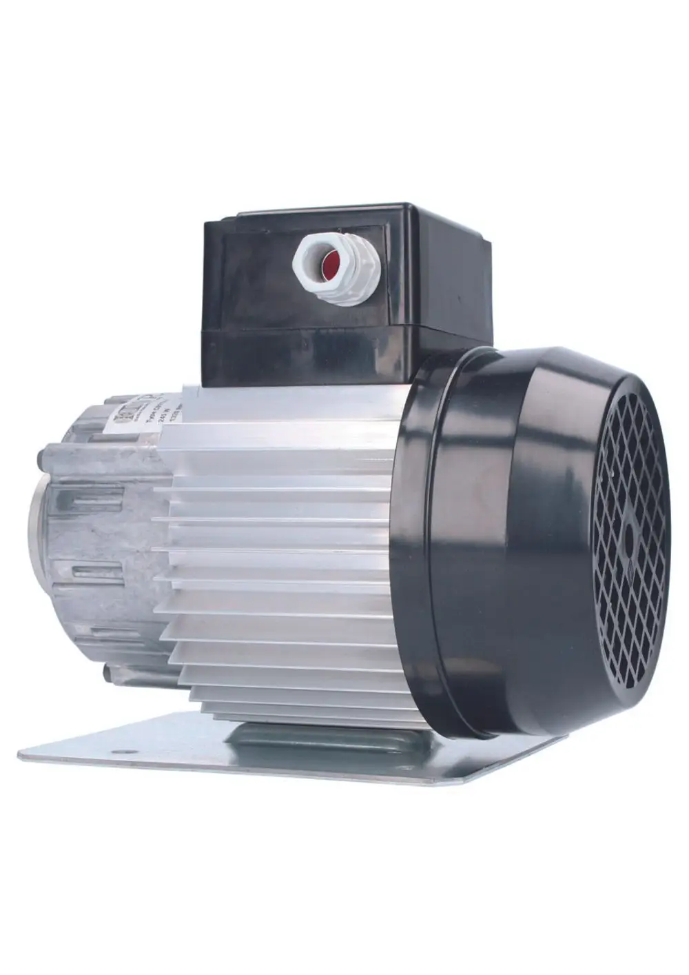 JUDO Motor für eine Drehschieberpumpe, montiert auf einer Metallbasis, mit silbernem Gehäuse und Lüftungsgitter, geeignet für den Einsatz in Wasserpumpensystemen.